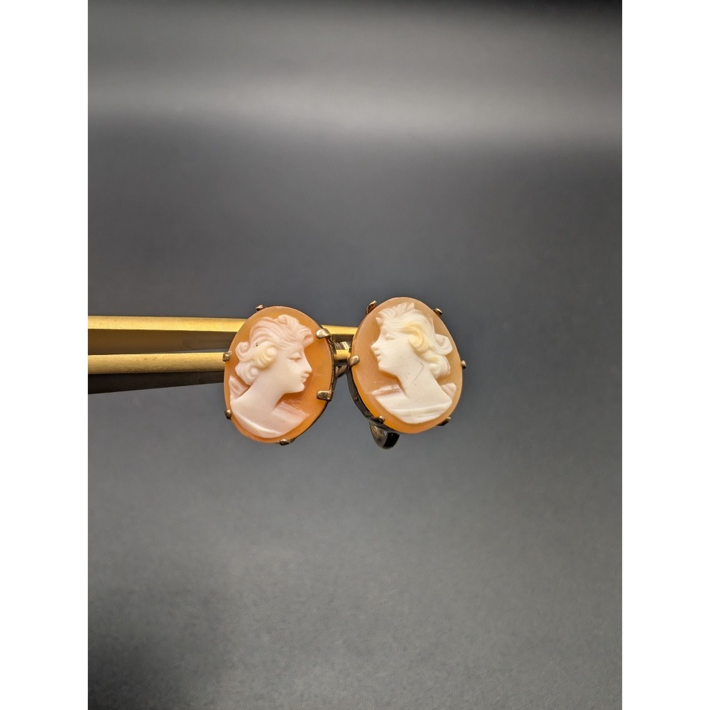 Van Dell Cameo Screw Back Earrings 12k Gold Filled